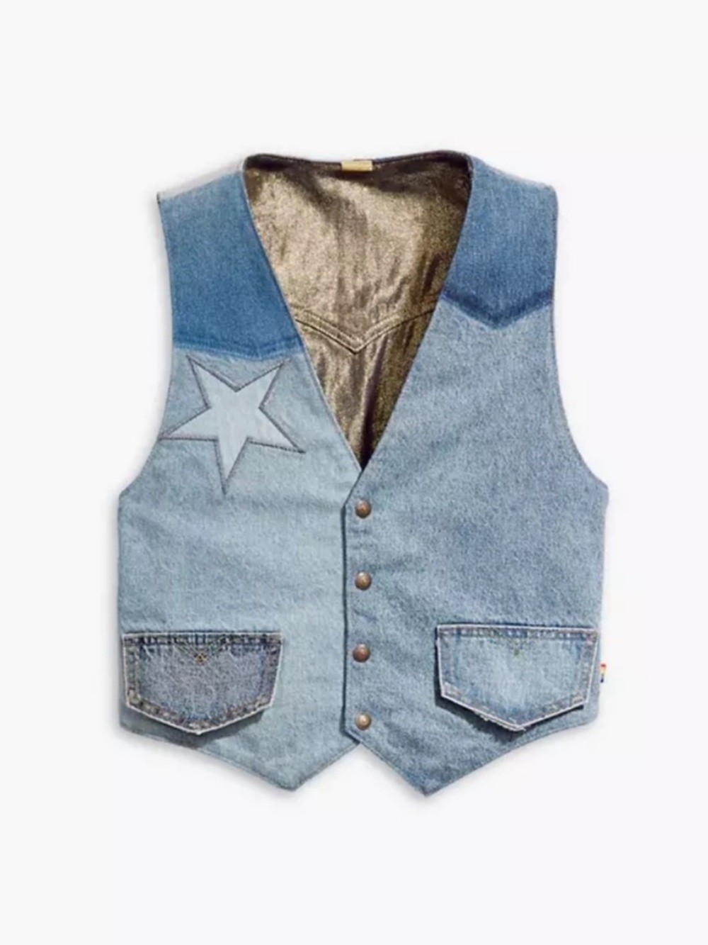 Levi's 517 Pride Edition Reversible Patchwork Denim Star Moon Embroidered Vest M